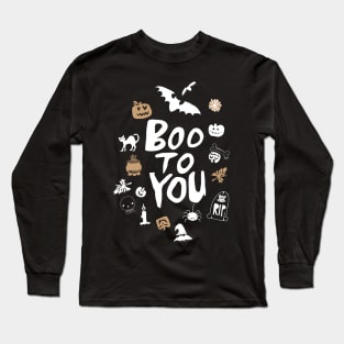 Black and White Cute Boo to You Long Sleeve T-Shirt